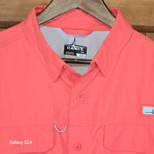 Habit Mens Spiced Coral Performance Fishing Shirt UPF Vented L TS10613 Short Slv